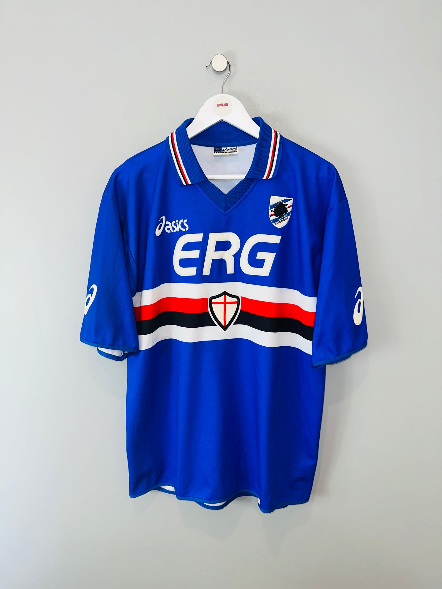 SAMPDORIA 2003/04 HOME SHIRT (L) ASICS (YANAGISAWA #13)