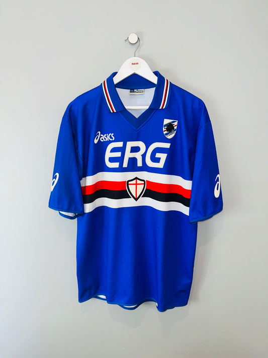 SAMPDORIA 2003/04 HOME SHIRT (L) ASICS (YANAGISAWA #13)