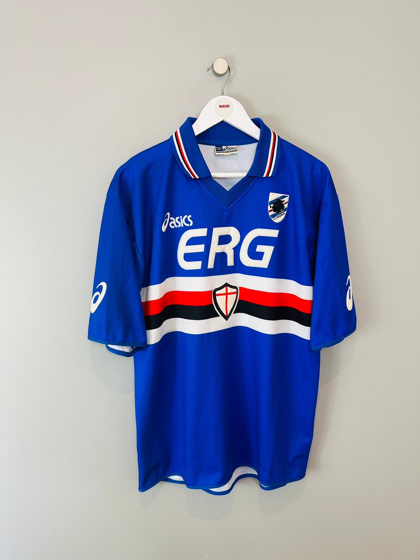 SAMPDORIA 2003/04 HOME SHIRT (L) ASICS (YANAGISAWA #13)
