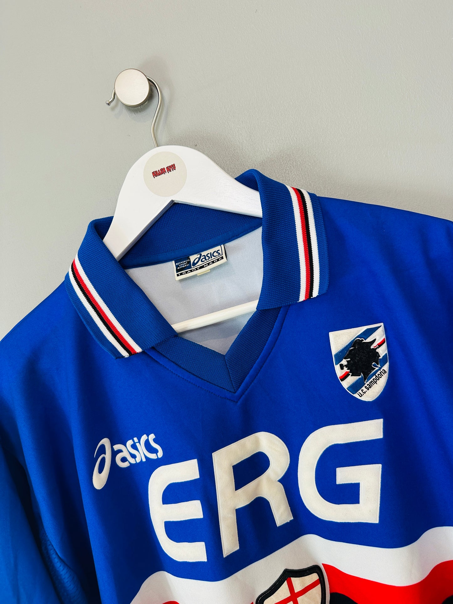 SAMPDORIA 2003/04 HOME SHIRT (L) ASICS (YANAGISAWA #13)