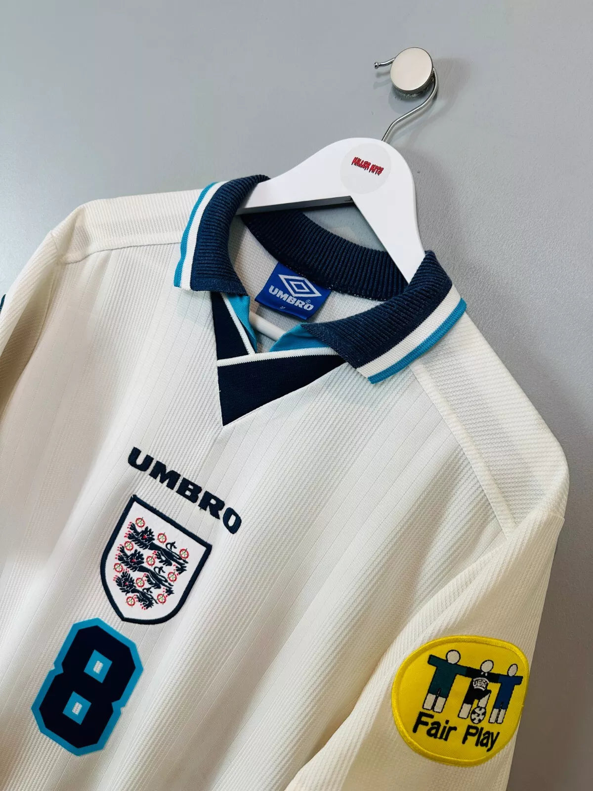 ENGLAND 1996 HOME SHIRT (M) UMBRO (GASCOIGNE #8)