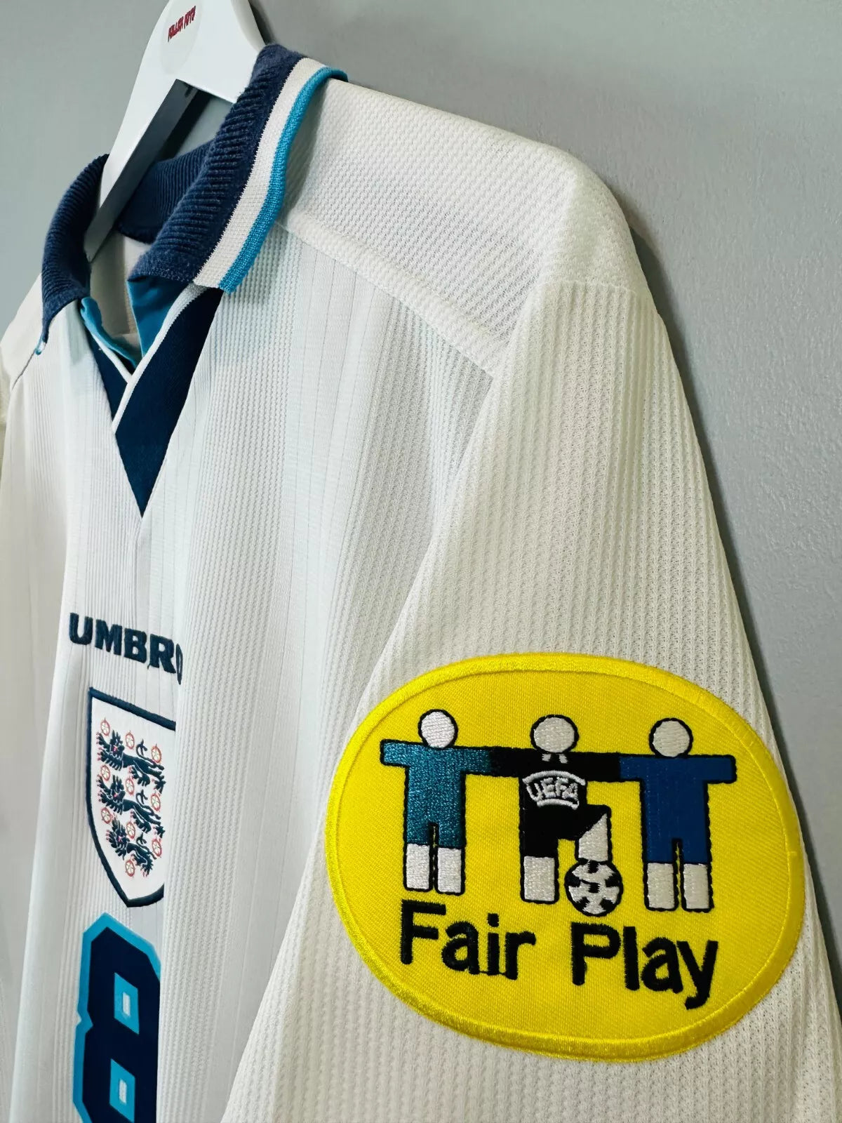 ENGLAND 1996 HOME SHIRT (M) UMBRO (GASCOIGNE #8)
