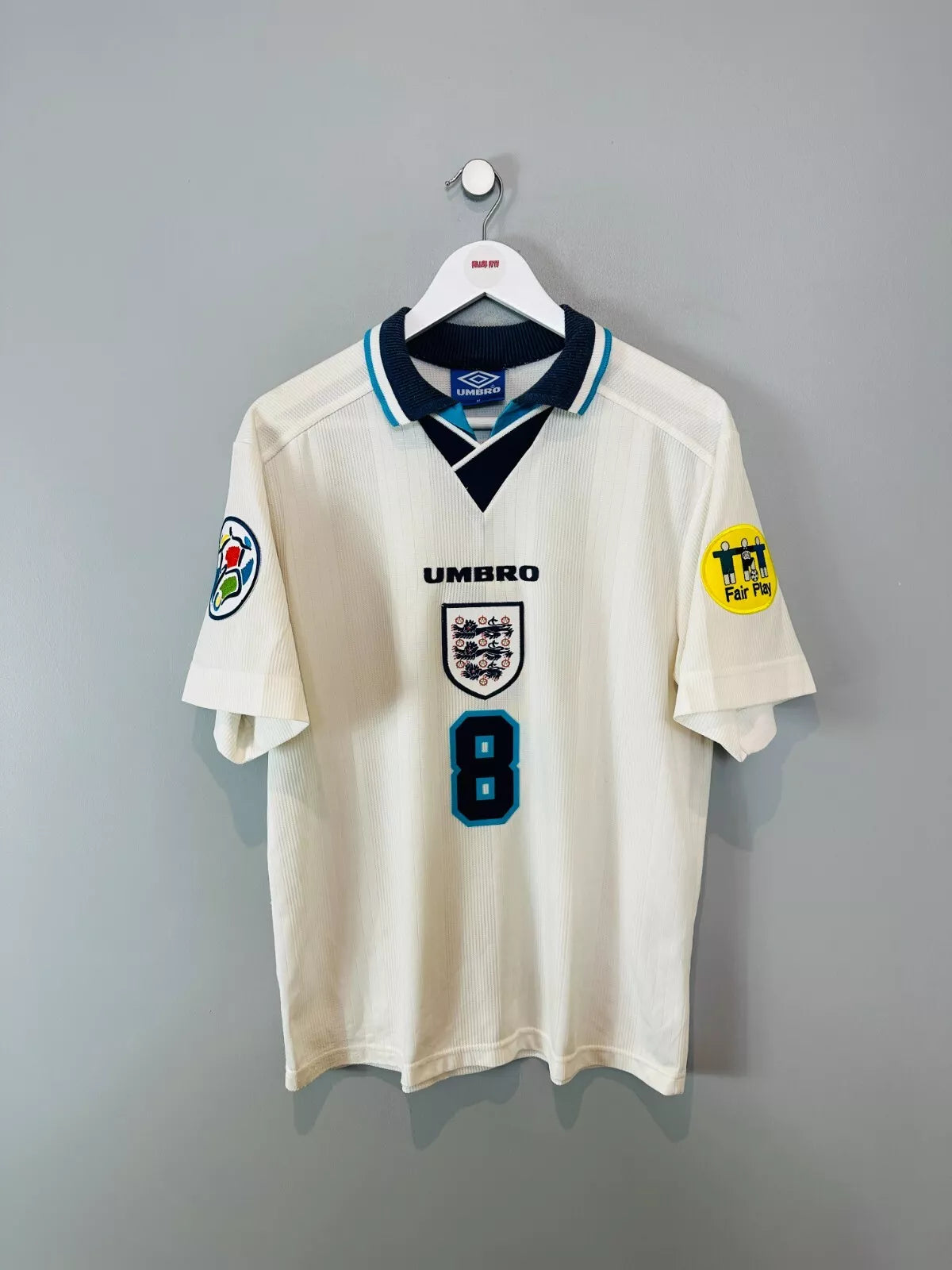 ENGLAND 1996 HOME SHIRT (M) UMBRO (GASCOIGNE #8)